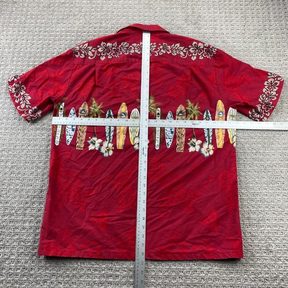 Vintage Winnie Fashion Hawaiian Shirt Men Extra Large XL Red Surf Boards Floral - Picture 10 of 12